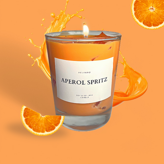 Aperol Spritz Kerze brennt