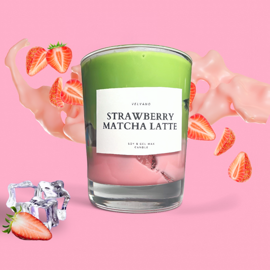 Strawberry Matcha Latte Kerze